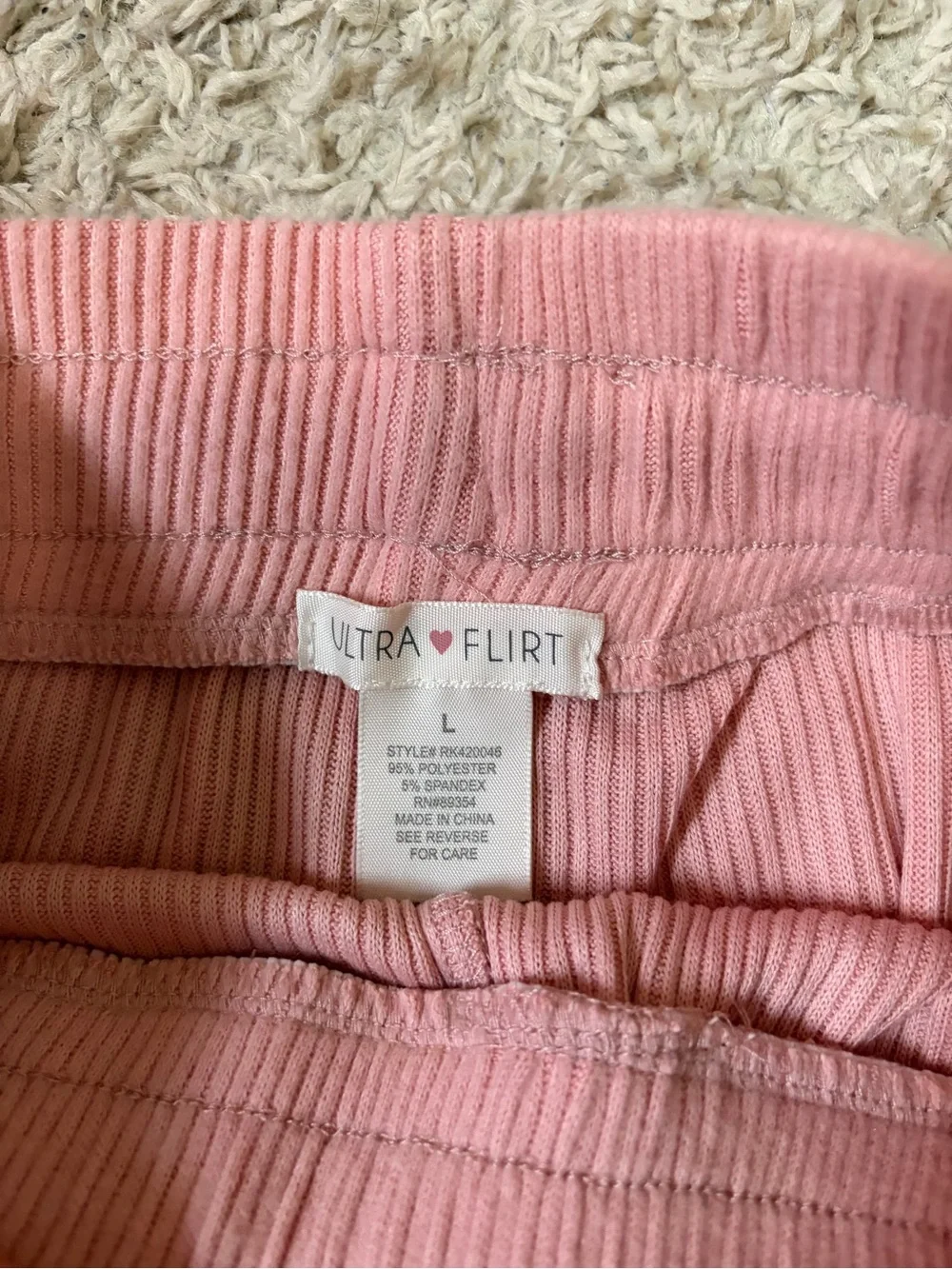 Pink Ribbed Drawstring Lounge Shorts